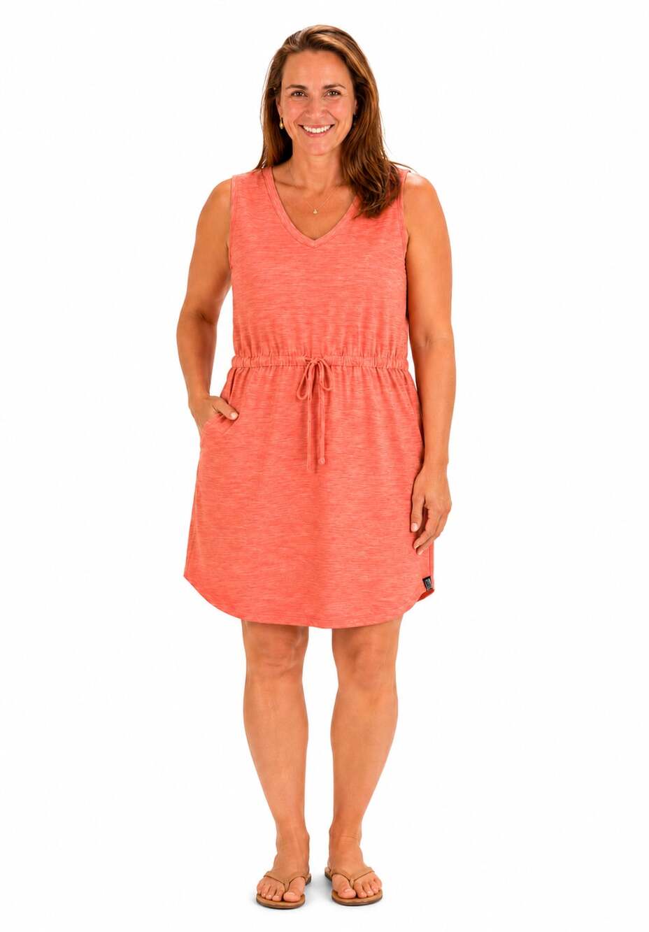 Salt Life SLX Women's Drawstring Waist Tank Dress Size Large Orange Coral